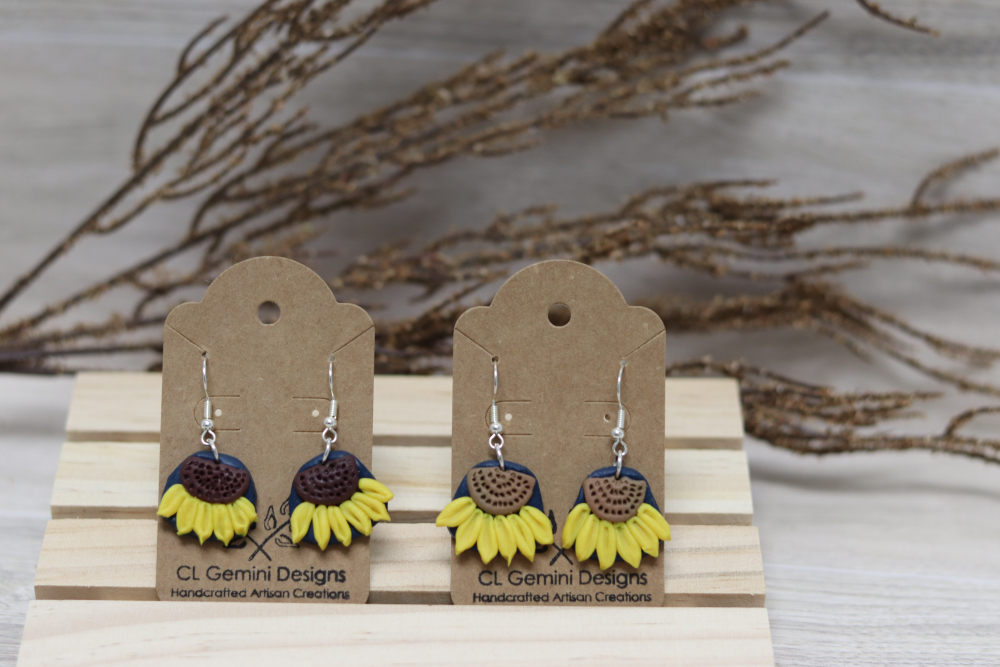 Sunflower Half Bloom Dangle Earrings