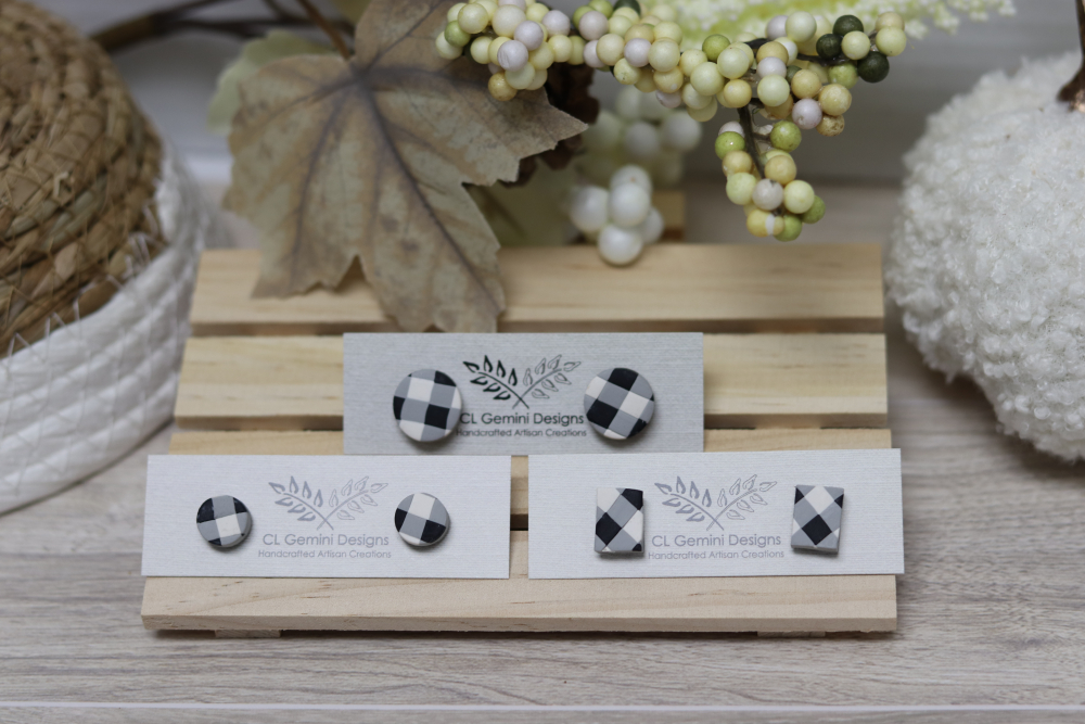 Buffalo Check Stud Earrings