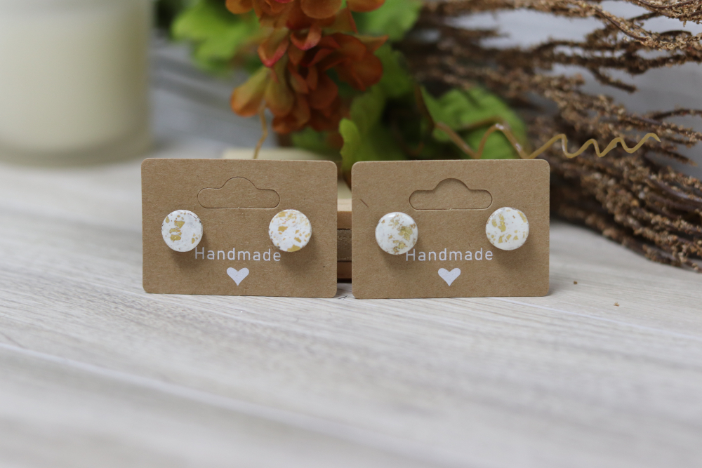 White & Gold Foil Stud Earrings White & Gold Foil Stud Earrings