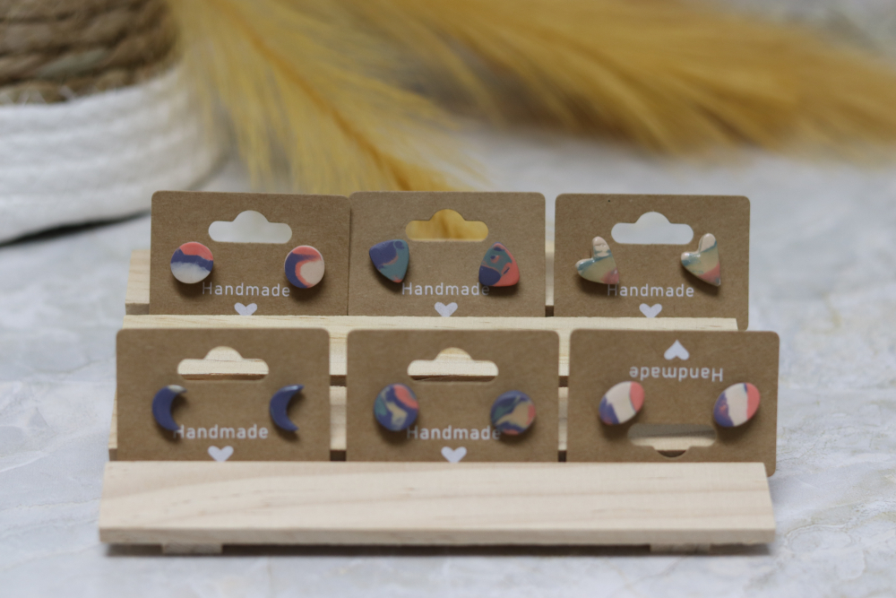 Marbled Clay Stud Earrings – Handmade Minimalist Jewelry in Multiple Shapes Marbled Clay Stud Earrings – Handmade Minimalist Jewelry in Multiple Shapes
