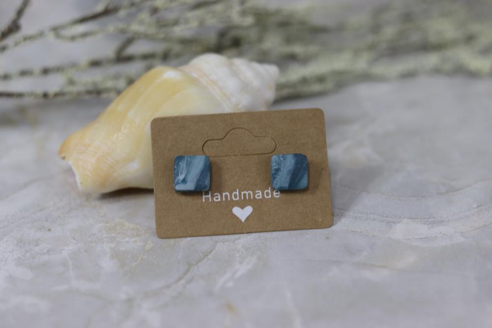Marbled Gem Stud Earrings (Matte) - Image 3