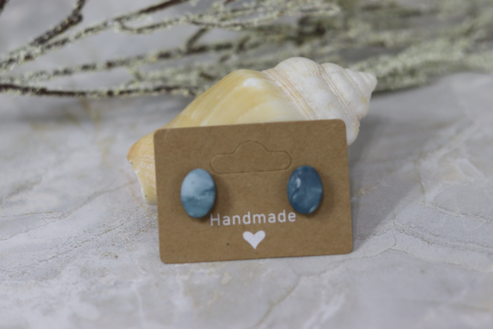 Marbled Gem Stud Earrings (Matte) - Image 2