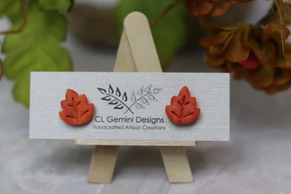 Autumn Leaf Stud Earrings - Image 4