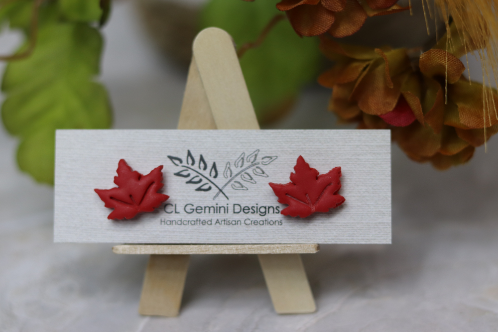 Autumn Leaf Stud Earrings - Image 3