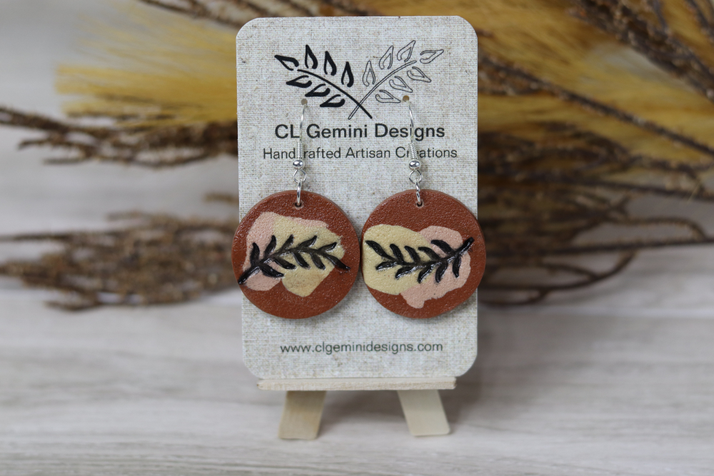 Terracotta Round Leaf Earrings Terracotta Round Leaf Earrings
