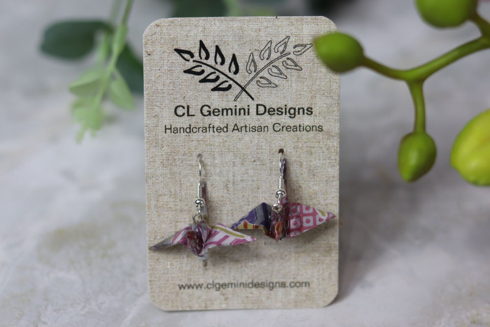 Origami Peace Crane Earrings - Image 4
