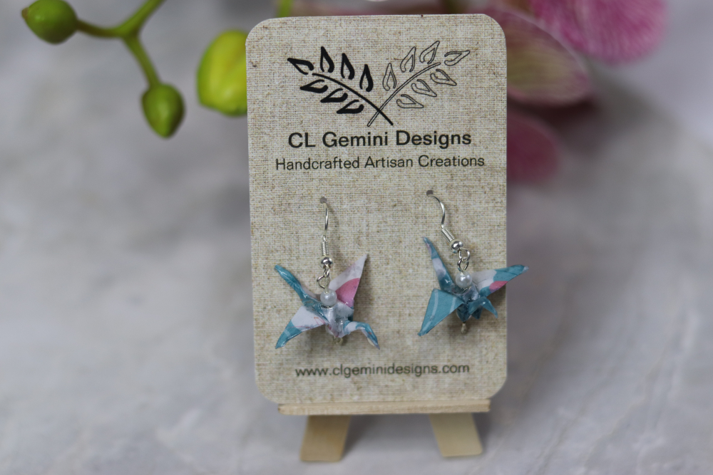 Origami Peace Crane Earrings - Image 2