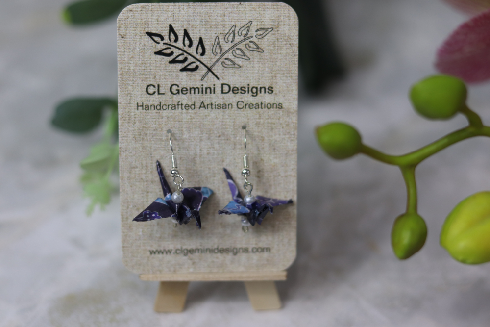 Origami Peace Crane Earrings - Image 3