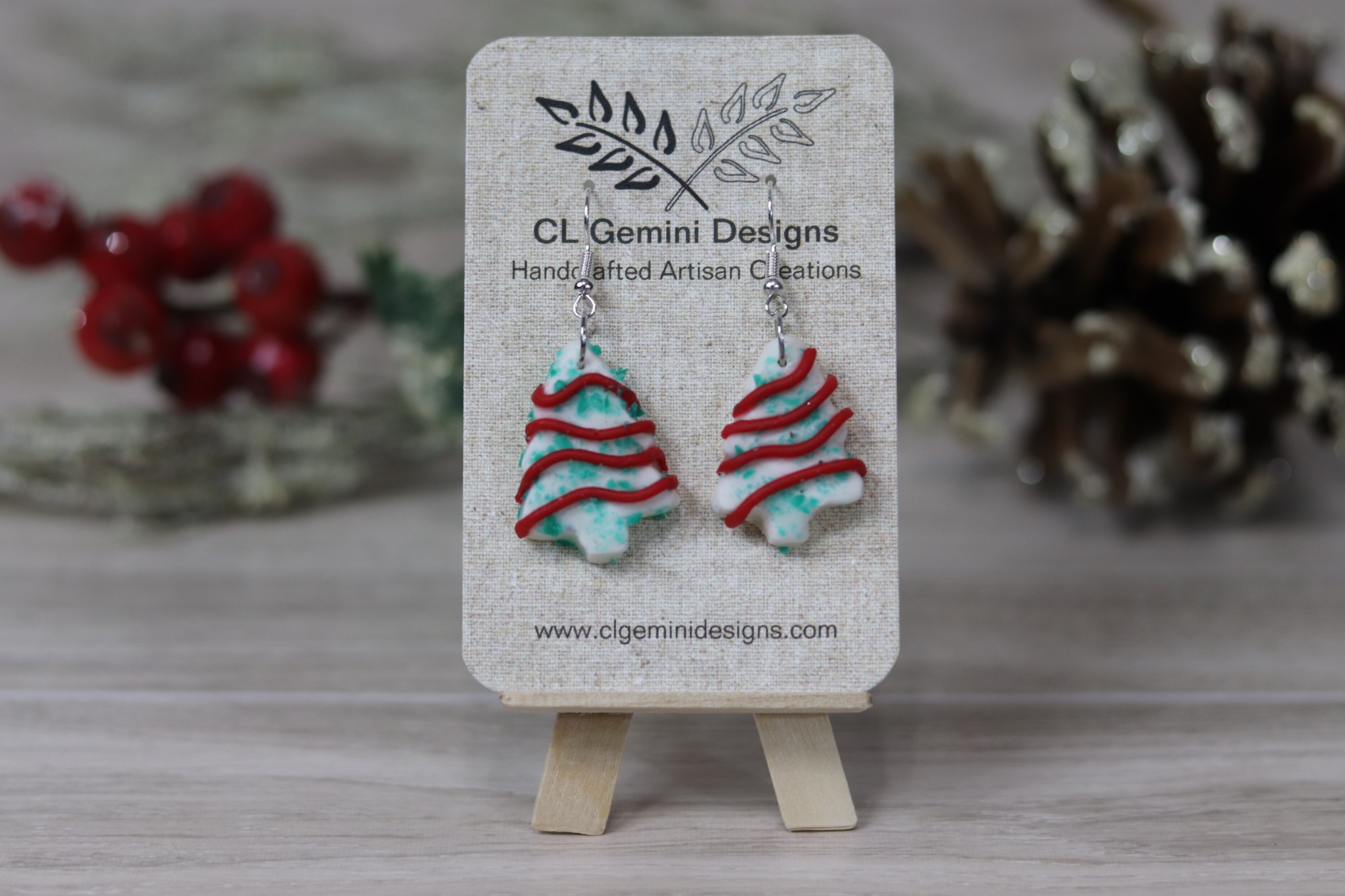 Frosted Christmas Tree Cake Earrings