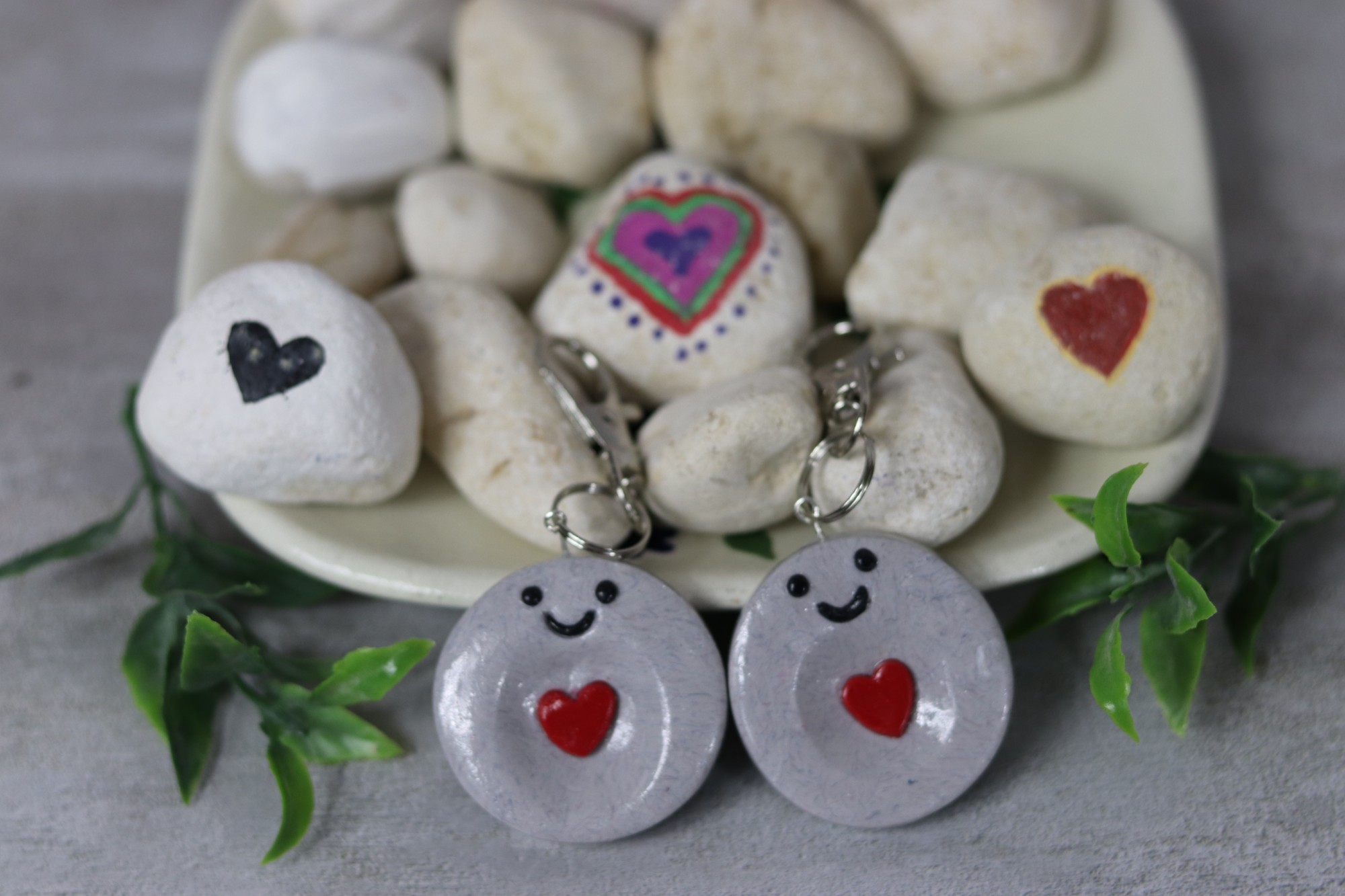 Happy Pebble — Smiley Heart Fidget Keychain Happy Pebble — Smiley Heart Fidget Keychain