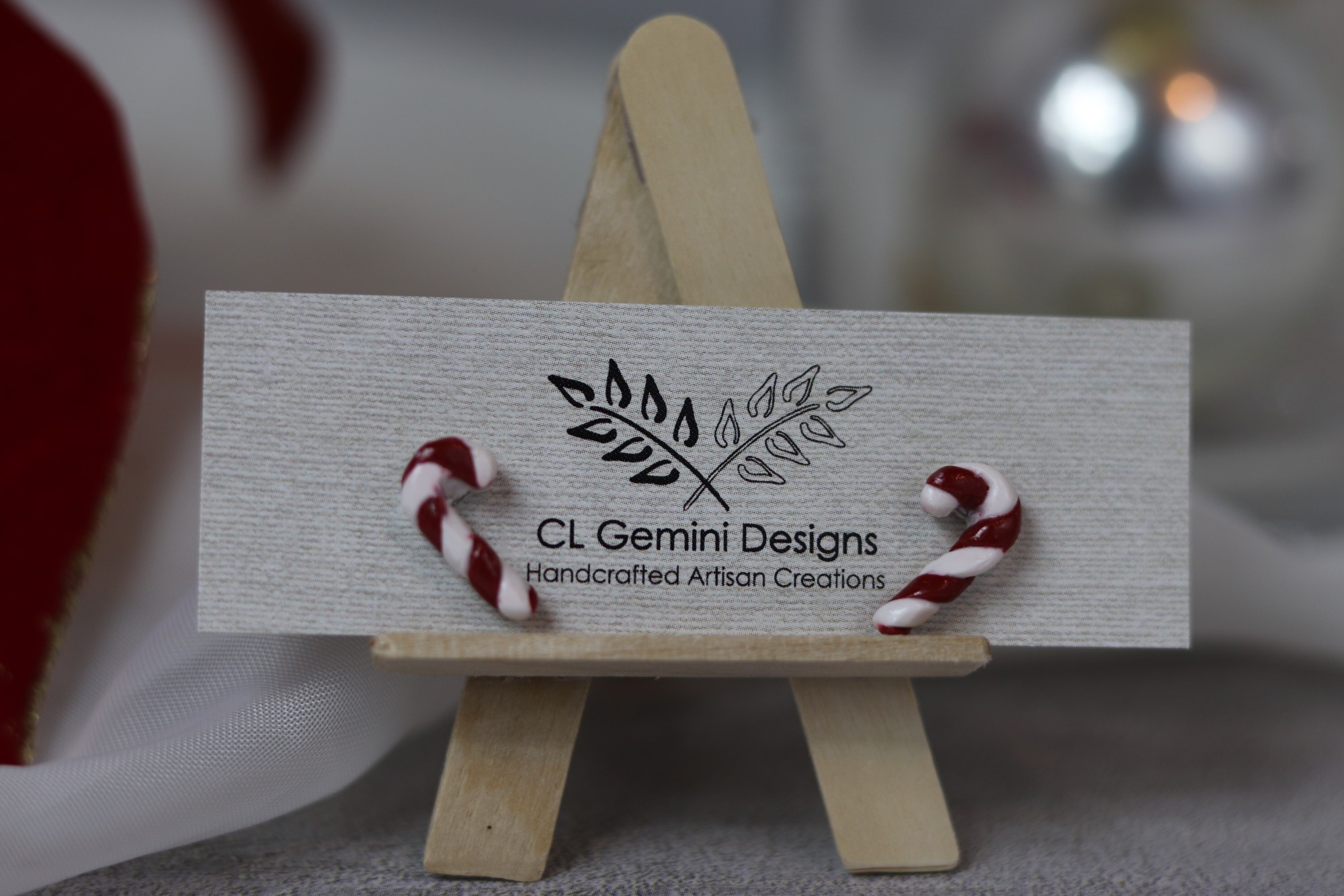 Candy Cane Stud Earrings — Holiday Sweet Minis Candy Cane Stud Earrings — Holiday Sweet Minis