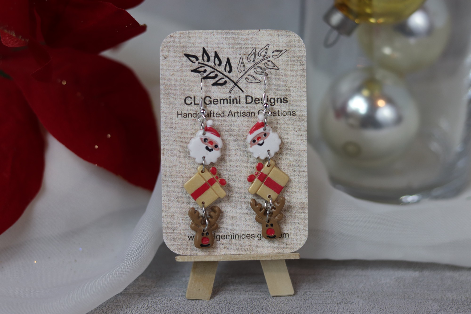 Holiday Story Dangle Earrings – Santa • Candy Cane • Snowman Holiday Story Dangle Earrings – Santa • Candy Cane • Snowman