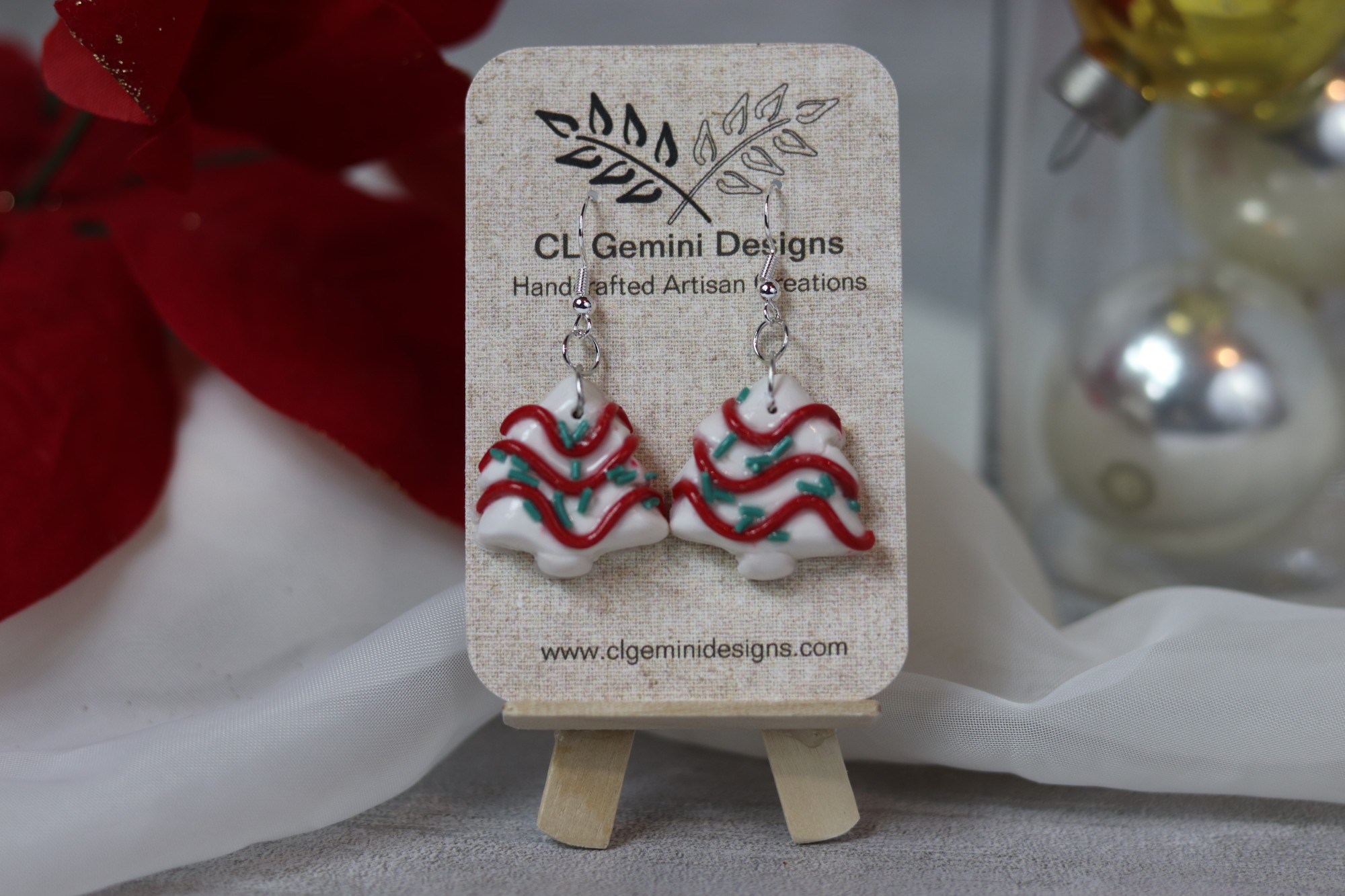 Frosted Christmas Tree Cake Earrings Frosted Christmas Tree Cake Earrings