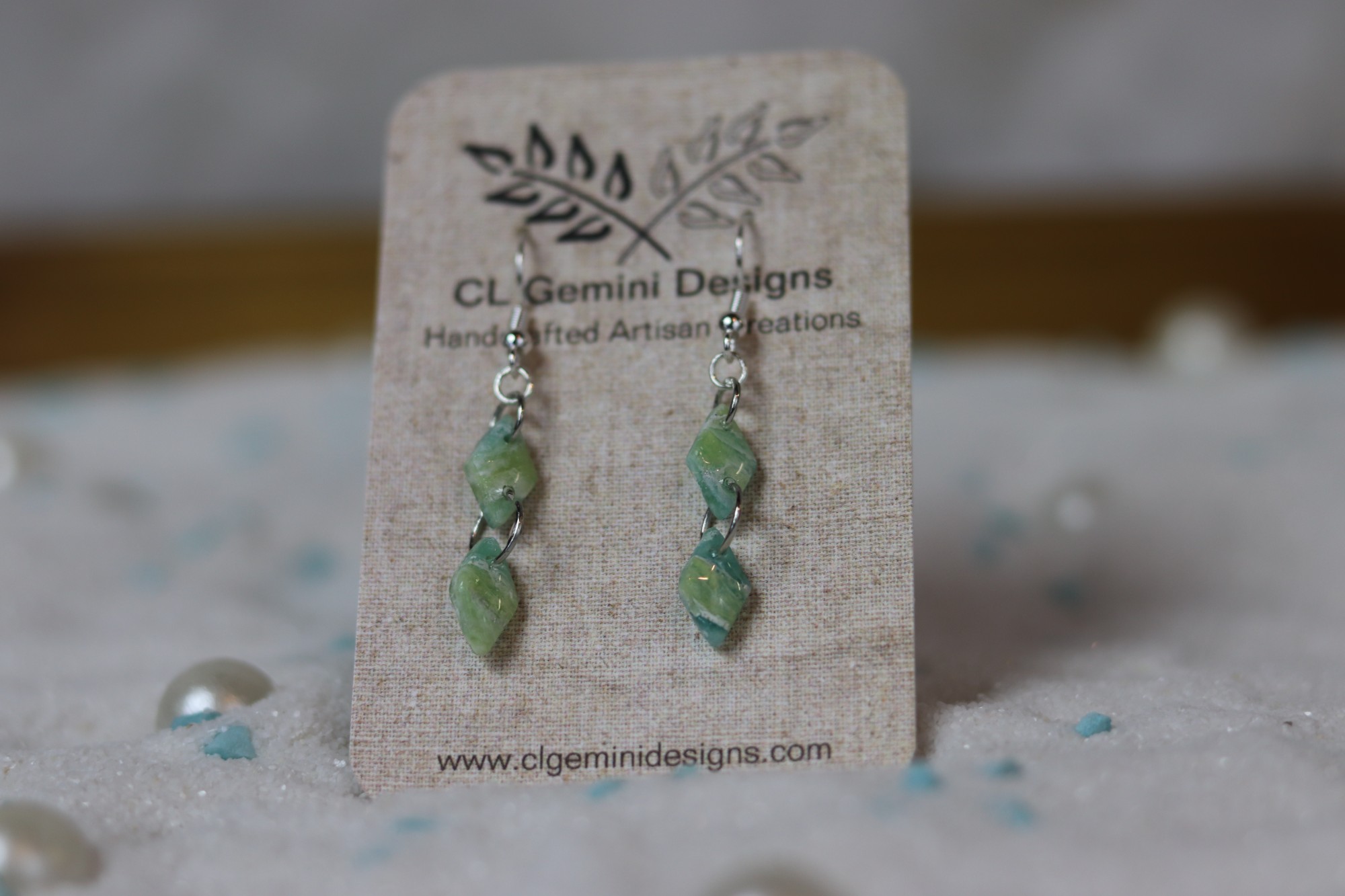 Sea-Glass Stacked Chain Minis -Seafoam Coastal Mini Collection