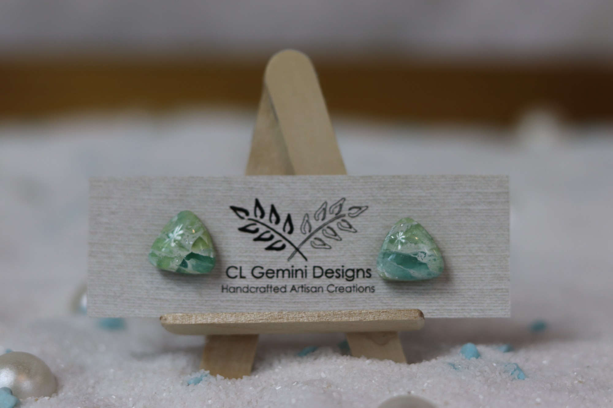 Sea-Glass Stud Earrings – Seafoam Coastal Mini Collection