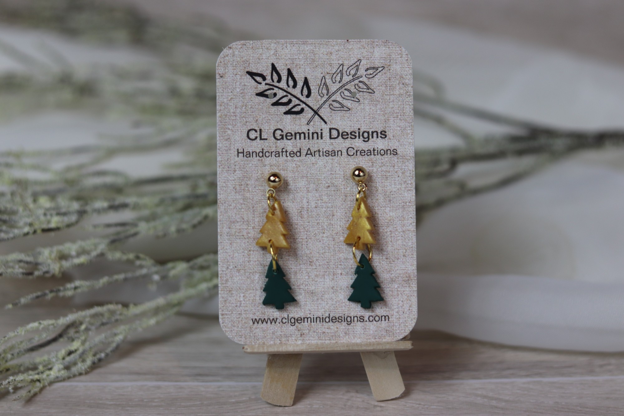 Layered Evergreen Dangle Earrings