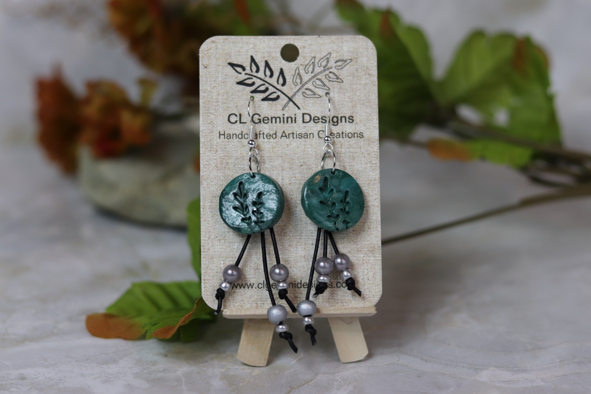 Botanical Coin Dangle Earrings with Beaded Tassels Botanical Coin Dangle Earrings with Beaded Tassels